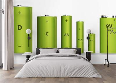 Green realistic alkaline battery set Wall mural