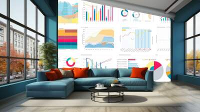 A collection of colorful graphs and charts Wall mural