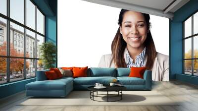 Business, woman and portrait or happy with confidence for corporate career, startup and human resource work. Entrepreneur, employee and face with pride or smile isolated on png transparent background Wall mural