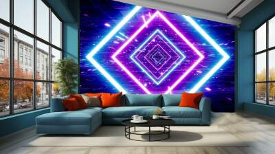 Flickering Neon Light Digital Space, 3D Rendering Wall mural