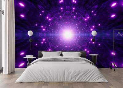 Glittering Symmetrical Art Purple Light Tunnel Wall mural