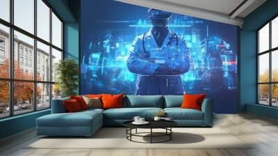 cyber person with background Wall mural