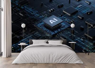 AI, Artificial Intelligence concept,3d rendering,conceptual image. Wall mural