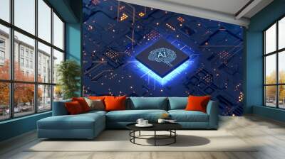 AI, Artificial Intelligence concept,3d rendering,conceptual image. Wall mural