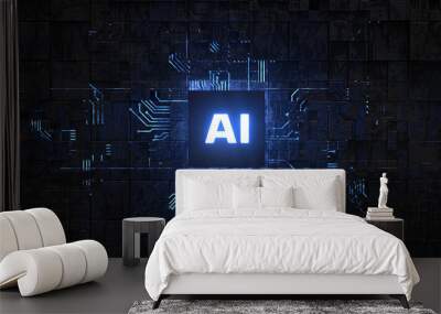 AI,Circuit board,Artificial Intelligence concept Wall mural