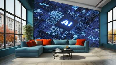 AI,Circuit board,Artificial Intelligence concept Wall mural