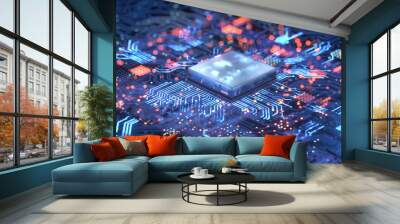 Central Computer Processors CPU concept. 3d rendering,conceptual image. Wall mural