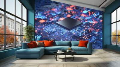 Central Computer Processors CPU concept. 3d rendering,conceptual image. Wall mural