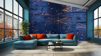 circuit board,abstract network technology background,3d rendering,conceptual image. Wall mural