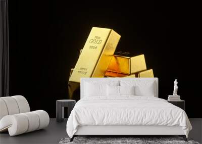 Gold bars and Financial concept,3d rendering,conceptual image. Wall mural