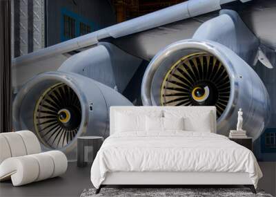 Engine of the airplane on the runway Wall mural