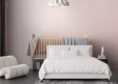 Mockup poster in the children's room in pastel colors. Scandinavian style. 3d illustration. Wall mural