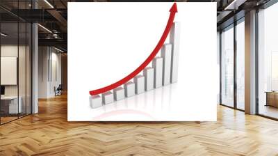 success growing business graph with red arrow Wall mural