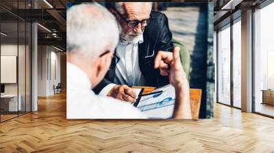 Corporate business team meeting discussion and startup concept. Successful businesspeople discussing together in conference room during meeting at modern business lounge high up in an office tower. Wall mural