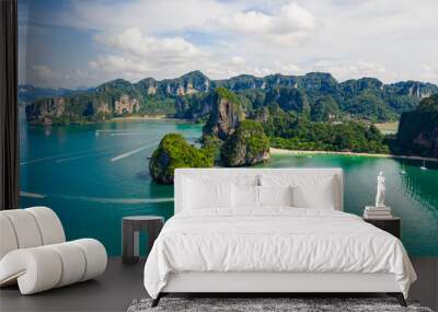 amazing Thailand high season beautiful seascape aerial view ao nang beach island krabi Thailand Wall mural