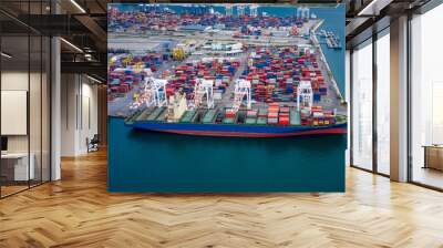 business and industry group logistics shipping cargo containers import and export international ocean fright terminal Thailand Wall mural