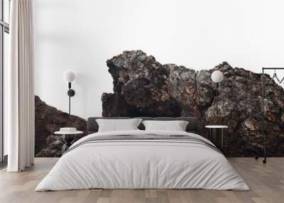 cliffs rock on the mountain by the sea on white background Wall mural