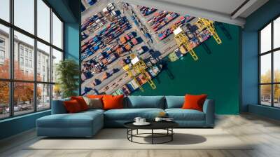 international cargo  container shipping port business aerial view Wall mural