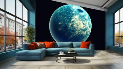 Blue earth in space and galaxy. Globe with outer glow ozone and white cloud. Space planet and Atmosphere concept. Alien and Living nature theme. Elements of this image furnished by NASA Wall mural