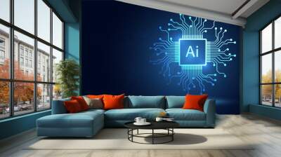 Futuristic Artificial intelligence AI power digital transformation abstract technology background. Innovative technology and big data concept. Vector illustration Wall mural