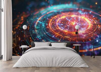 Intertwining the zodiac with glowing neon elements Wall mural