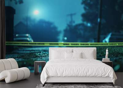 The eerie calm of a crime scene before dawn, the story of violence written in silent testimonies Wall mural