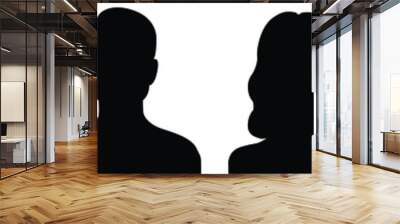 Vector silhouettes of men and women, a group of people, black color isolated on a white background. Male and Female silhouettes icon. Wall mural