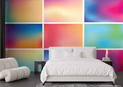 Soft color background. Modern screen vector design for mobile app. Soft color gradients. Abstract Creative concept vector multicolored blurred background set. For Web and Mobile Applications. Wall mural