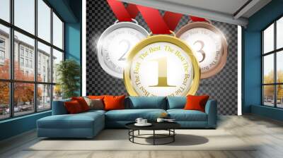 medal set on transparent background Wall mural