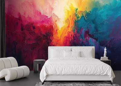 Abstract painting with vibrant colors and fantasy concept in illustration style Wall mural