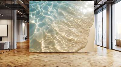 sun lights shadow in wavy water on abstract sand background, beautiful abstract spa concept banner of sea paradise island Wall mural