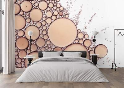 Bubbles abstract macro extreme closeup in peach isolated on a white background Wall mural