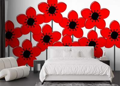 Cartoon style flower design for paper or fabric Wall mural