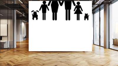 Family of four with pets vector Wall mural