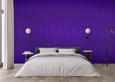 Purple dots halftone pattern on black mesh background Wall mural