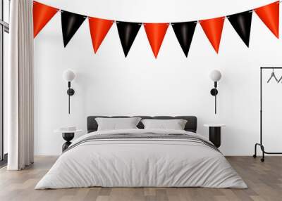 Red and black bunting isolated on a white background with copyspace Wall mural