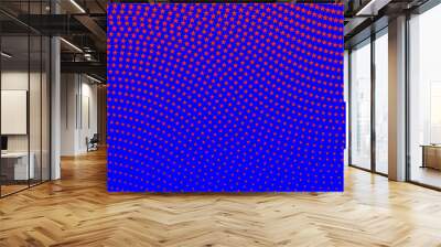 Simple retro wavy halftone pattern of red stars on a blue backgr Wall mural