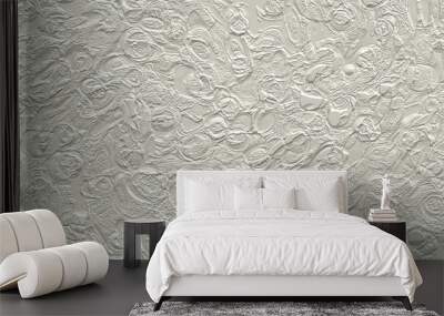 Stucco wallpaper texture closeup in white Wall mural