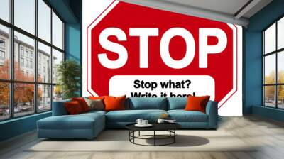 traditional stop sign with copy space Wall mural