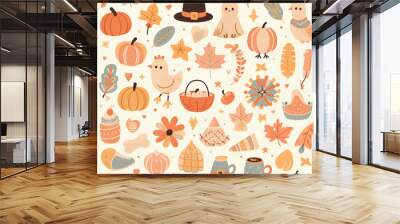 Thanksgiving flat design pattern Wall mural