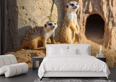 family of meerkats in nature Wall mural