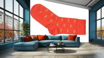 men's red cotton socks with a pattern isolated on white background Wall mural