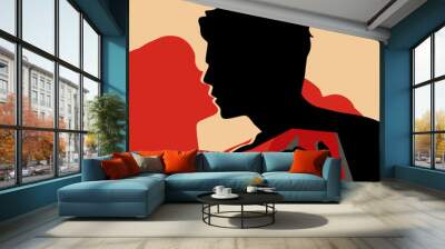 loving couple in embrace Wall mural