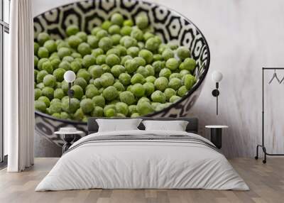 Green frozen Peas. Top view. Wall mural