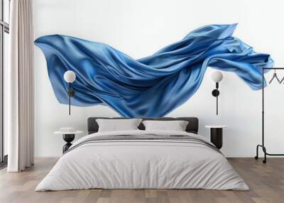 blue satin fabric isolated on white Wall mural