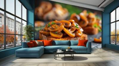 Mushrooms Toast Wall mural