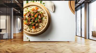 White rice with brown meat sauce. Chinese traditional festival food theme Wall mural