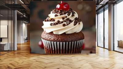 yummy cupcake with a cherry on top Wall mural