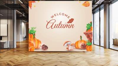 Welcome Autumn Pumpkin Background Wall mural