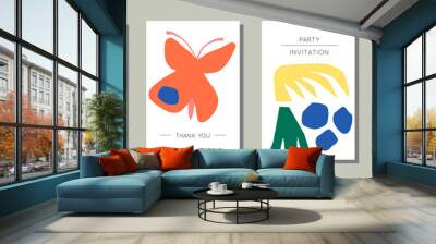 Collection of 4 artistic creative universal cards. Nature and flowers style. Design for poster, card, invitation, brochure, flyer. Vector.Isolated. Wall mural